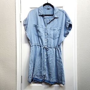 ee:some Chambray Tie-waist Short Sleeve Shirt Dress, Size S